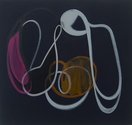 Matthew Browne, Mind Watcher, 2010, pencil, vinyl tempra, oilstick on canvas, 380 x 405 mm. Image courtesy the artist and Artis