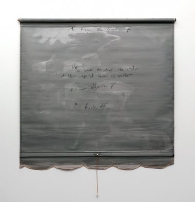 The Estate of L. Budd, DBo50838.110 untitled (do we know), 1995, oil stick,acrylic paint, roller blind, 1000 x 1000 mm