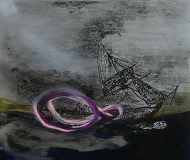 Whitney Bedford, Untitled Shipwreck (the not. knot), 2010, ink and oil on board.