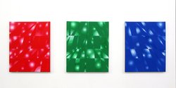 Trenton Garratt, Constellation RGB, 2011, oil and acrylic on linen, 300 x 250 mm (triptych)