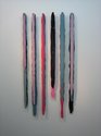 Helen Calder, 6/17, 2011, seventeen acrylic paint skins and stainless steel pin, 1760 x 850 x 100 mm approximately. 