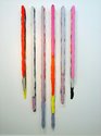 Helen Calder, 6/21, 2011, twenty-one acrylic paint skins and stainless steel pin, 1900 x 850 x 100 mm approximately.