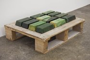 Joe Sheehan, Reserve, 2011,twelve nephrite blocks on wooden pallet.