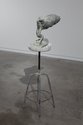 julia Morison, Curious Thing, melted shopping bags, stool, cement, silt, 1240 x 400 mm. Photo by Jennifer French