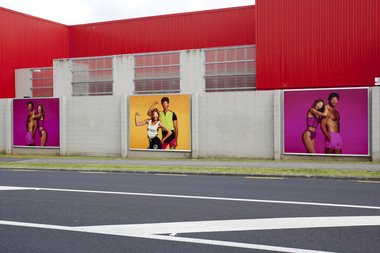 Bepen Bhana's Te Tuhi billboard project, Facial Suite, on Reeves Road, Pakuranga.