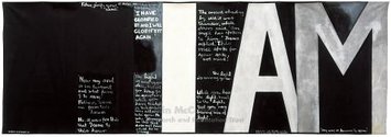 Colin McCahon, Victory Over Death 2, 1970, synthetic polymer paint on unstretched canvas, 2075 x 5977 mm, National gallery of Australia, Gift of the New Zealand Government
