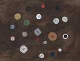 Patrick Hartigan, Grandpa's Buttons, 2011, oil and collage, 198 x 238mm 