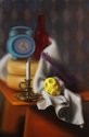 Emily Hartley-Skudder, Vanitas with Candlestick and Yellow Skull, 2012, oil on canvas, 840 x 560 mm