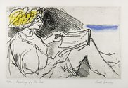 Ruth Davey, Reading By The Sea, 1994, etching, 125 x 200 mm. Image courtesy of the artist.