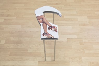 Martyn Reynolds, Vienetta shoes table, digital print on cast aluminium, 450 x 280 x 580 mm
