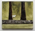 Noel McKenna, White dog, Cornwall Park, auckland, oil on plywood, 370 x 440 mm