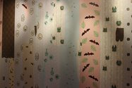 Tessa Laird, "House of Bats", wallpaper hand screen and lino printed.  Photo courtesy of Kathryn Tsui.