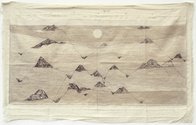 Minam Apang, Moon Mirror Mountain Series, 2013, tea and charcoal wash on cloth, 650 x 1060mm