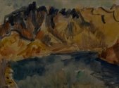 M.T. Woollaston, The Remarkables, 1974, watercolour on paper. 270 x 360 mm. Courtesy of the Wallace Arts Trust Collection.
