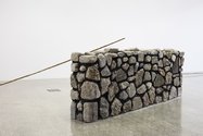 Bianca Hester, Concrete rubble wall, 2015, recycled concrete, mortar, oxide, constructed by Paea Veamoi (Stoneage Fencing). Photo: Sam Hartnett
