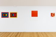 John Nixon: Pair of Polychrome Painting 5, 2009; Orange and White, 2002. Photo: Sam Hartnett.