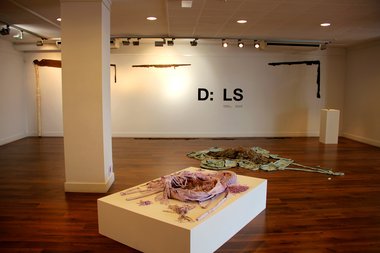 Glenn Burrell's Destination: Liquid Sunshine as installed at the Wallace Gallery, Morrinsville.