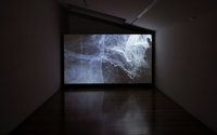 Installation of Joyce Campbell's Flightdream (2015) at Two Rooms. FD video with audio. Sound by Peter Kolovos. Duration 25 minutes looped 