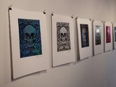 Mark Curtis, Untitled, 2015, seven giclée lino cut prints as installed at the Wallace Gallery, Morrinsville. Courtesy of the Wallace Trust