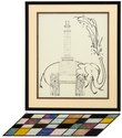 Oscar Enberg, Elephant de triomphe or Parisian Heaqt death, 2015, franed unique lithograph, stained glass 750 x 950  mm overall (frame: 760 x 580 mm)