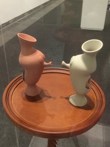 Sorawit Songsataya, Good Kisser, 2016, two 3D printed vases (plastic particle) wooden plant stand. 