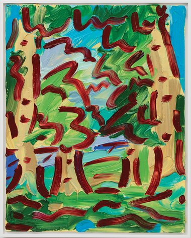 Kirstin Carlin, Through the Trees (One), 2016, oil on board, 380 x 300mm.  Courtesy of the artist and Melanie Roger Gallery