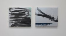 Both works by Jacqueline Humphries: Untitled, 2007, oil and enamel on canvas, 600 x 660 mm