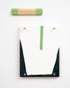 Rohan Hartley Mills, because/maybe, 2017, acrylic on canvas, wooden dowel and bracket, 670 x 460 mm. Photo: Sam Hartnett
