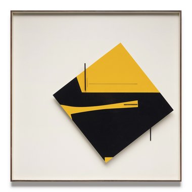 Don Peebles, Relief construction: yellow and black, 1966. Painted wood on panel. Collection of Auckland Art Gallery Toi o Tāmaki, purchased 1966