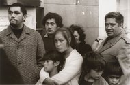 Max Oettli, Family, Queen Street, Auckland, 1972, black and white photograph, 235x358mm, Auckland Art Gallery Toi o Tāmaki, purchased 1975