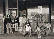 Robin Morrison, Auckland Women’s Centre, Ponsonby Road, 1976, black and white photograph, 164x230mm, Auckland Art Gallery Toi o Tāmaki, purchased 1976