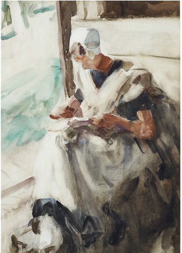 Frances Hodgkins, Dutch woman reading, 1906, watercolour, 620 x 450 mm. Courtesy of Avenal McKinnon