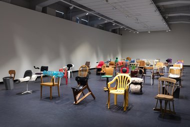 Martino Gamper: 100 Chairs in 100 Days at City Gallery Wellington, 2017. Photo: Shaun Waugh