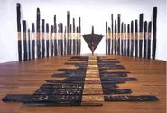 Ralph Hotere, Black Phoenix, installation, 1984-88, photograph from Te Papa website. 