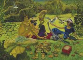 Jacqueline Fahey, Luncheon on the Grass, 1981-82, oil on board, 1210 x 1865 mm, Collection of Louise Chunn, London