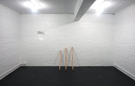 Julian Dashper, Untitled (Painting without power, For D. F.), 2001, three stretcher bars, 36'', 40",and 42".