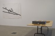 Paul Cullen: Ink drawings, c.2002; Tabletop constructions, 1981-83; building structures and house model components, 1979-83, in Gallery One of St Paul St. Photo: Paul Cullen Archive.