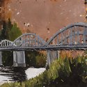 Richard Lewer, The Fairfield Bridge, 2017, oil on epoxy coated copper, 500 mm x 500 mm