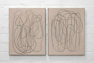 Campbell Patteson. diary (front/back) I, 2018, oil on canvas, diptych; 450 x 350 mm each