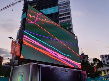 A view of the Auckland Live Digital screen, though not in the current Aotea Square position.