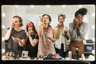 Lauren Greenfield, High school seniors (L to R) lilli, 17, Nicole, 18, Lauren, 18, Luna, 18 and Sam, 17, put on their makeup in front of a two-way mirror for the author's Beauty CULTure documentary, Los Angeles, 2011 