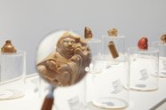 Installation of Contemporary Wood-Carved Netsuke at Te Uru. Toured by The Japan Foundation. Photo by Sam Hartnett